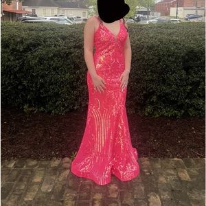 Hot pink prom dress
